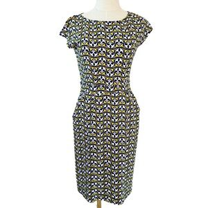 Boden Florrie Shift Dress Womens 6 Yellow Stretch Jersey Retro Mod 60s Dopamine